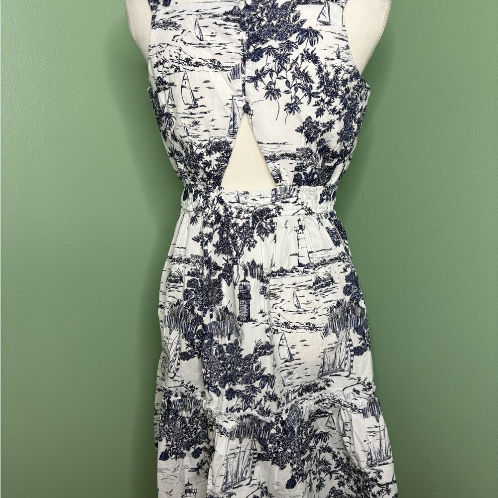 Vineyard Vines Navy and White Scenic Midi Dress XL girls - Picture 2 of 11